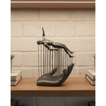 3D El Formlu İnsan Figürü Gri Soyut Tasarım Dekoratif Biblo