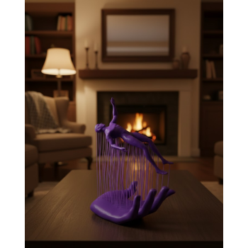 3D El İnsan Figürü Mor Modern Sanatsal Dekoratif Biblo 12x18 cm