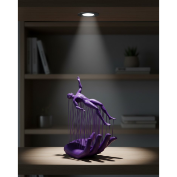 3D El Üzerinde İnsan Figürü Mor Soyut Tasarım Dekor Biblo