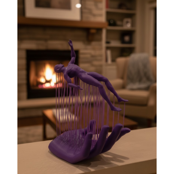 3D El İnsan Figürü Mor Modern Masa Üstü Ev ve Ofis Dekoru