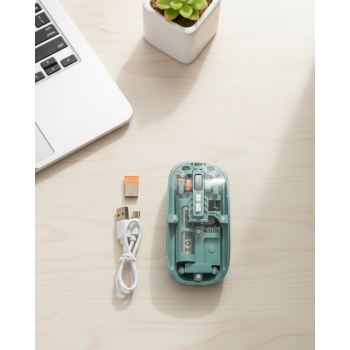 Bluetooth ve 2.4G USB Destekli Pilli Kablosuz Şeffaf Mouse