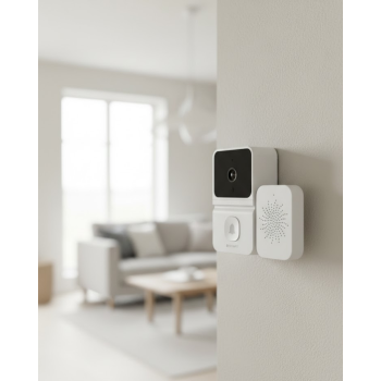 ŞARJLI KAMERALI KAPI ZİLİ BEYAZ