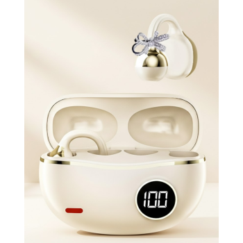 Kablosuz Bluetooth Kulaklık Kulak Klipsli Şık Tasarım 2 Kurdele Küpe Hediyeli