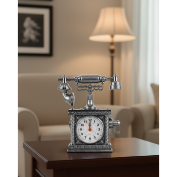 Nostaljik Telefon Tasarımlı Masa Saati Yüksek Sesli Alarm