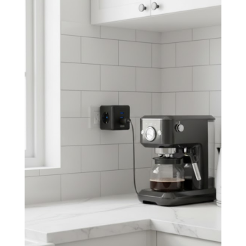 Akım ve Voltaj Korumalı Küp Priz 3 USB Destekli