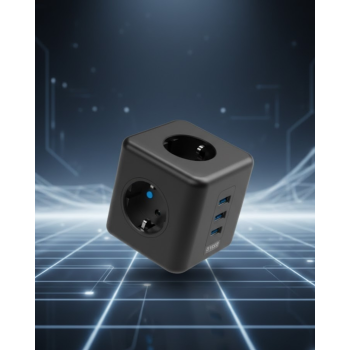 Elektronik Cihazlar İçin Akım Korumalı 3 Prizli USB’li Küp Priz