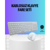 Q Klavye Beyaz Klavye Ve Mouse Seti Kablosuz USB Girişli