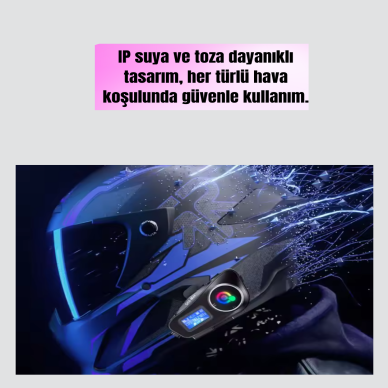 Su Geçirmez Bluetooth 5.3 Kask Kulaklığı 1000mAh Bataryalı
