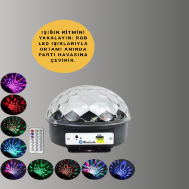 Çok Renkli LED Masaüstü Disko Topu Parti Aydınlatma Cihazı