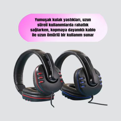Stereo Mikrofonlu Kablolu Oyun Kulaklığı – Konforlu ve Net Ses İletimi