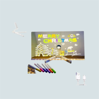 Şık ve Modern LED Pano – Neon Işıklı Silinebilir Akrilik Yazı Tahtası, 7 Renkli Kalem Dahil