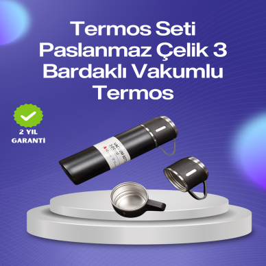 Paslanmaz Çelik Termos Seti | 500 ml Kapasite, 6-12 Saat Isı Koruma, Hediye Kutulu