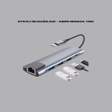 USB‑C Çoklu Bağlantı Merkezi – 5 Gbps, 100‑240 V, Sağlam Eloksal Tasarım