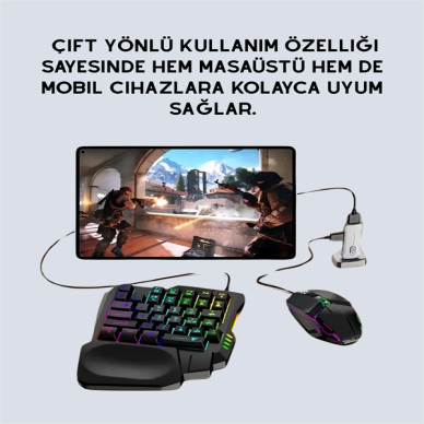 Android Uyumlu Klavye Mouse Oyun Seti – Gecikmesiz Bağlantı, Tak-Çalıştır Özellikli