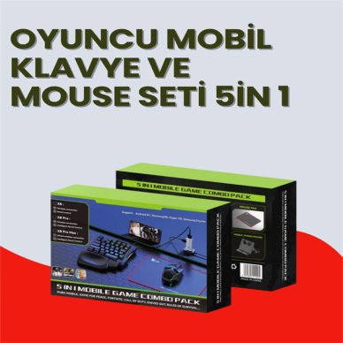 Mobil Uyumlu Klavye Mouse Seti – PUBG ve FPS Oyunları İçin 5i 1 Arada Oyun Kiti