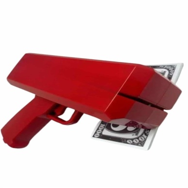 Kırmızı Parti Oyuncağı Para Saçma Fırlatma Tabancası Makinesi Super Money