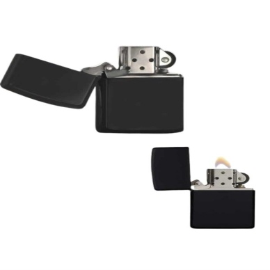 Çakmak Parlak Siyah Zippo Benzinli Çakmak Cep Boy Doldurulabilir