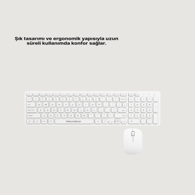 Kablosuz Klavye Mouse Seti Beyaz Q Klavye Tüm Cihazlara Uyumlu