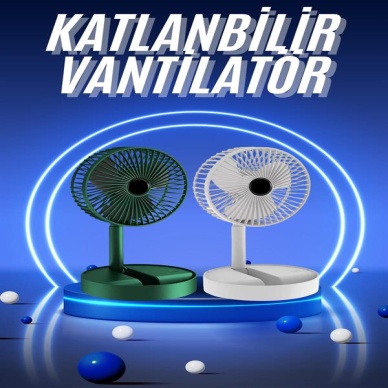 3 Kademe Hız Ayarlı Vantilatör Telefon Standlı Şarjlı Katlanabilir Soğutucu Pervane