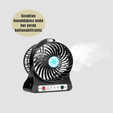 Mini USB Fan – Şarj Edilebilir, Işıklı, 3 Kademe, Taşınabilir Masaüstü Vantilatör