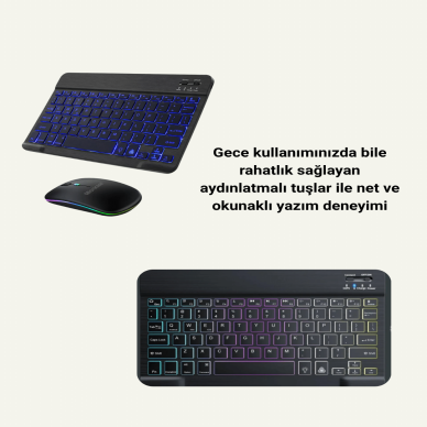 Şık ve Sessiz Tasarımlı Işıklı Klavye Mouse Seti – Şarjlı, Wireless