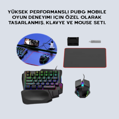 Tak-Çalıştır Mobil Oyun Ekipmanları Seti – Klavye Mouse Dahil