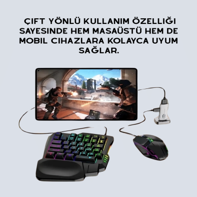 Tak-Çalıştır Mobil Oyun Ekipmanları Seti – Klavye Mouse Dahil