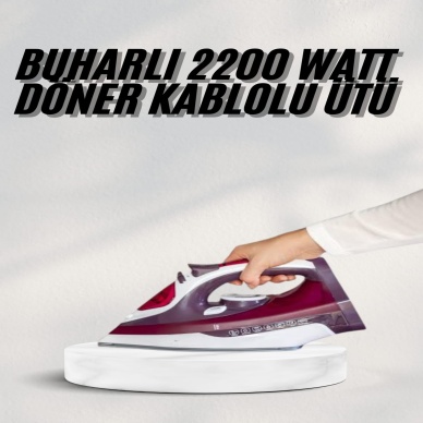 Yeni Nesil Kırmızı Buharlı Ütü 2200 Watt Seramik Tabanlı Yüksek Buhar Gücü