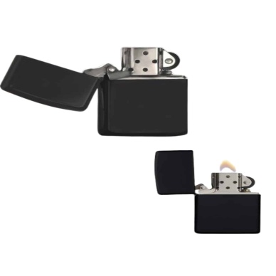 Çakmak Parlak Siyah Zippo Benzinli Çakmak Cep Boy Doldurulabilir