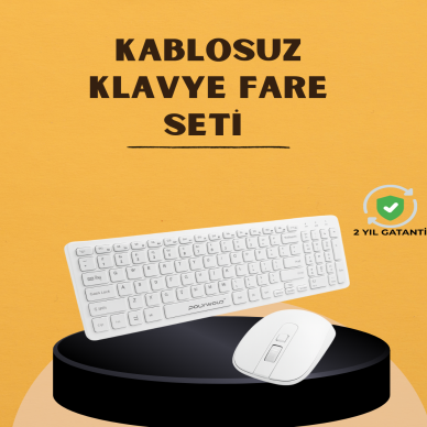 Klavye Mouse Seti Sessiz Kablosuz Türkçe TV  PC Uyumlu