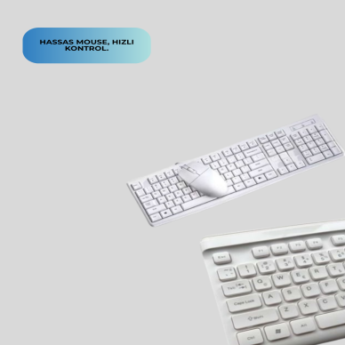 Q Klavye Beyaz Klavye Ve Mouse Seti Kablosuz USB Girişli