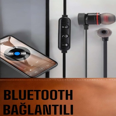 Kablosuz Sport Mıknatıslı Mikrofonlu Kulak İçi Kulaklık