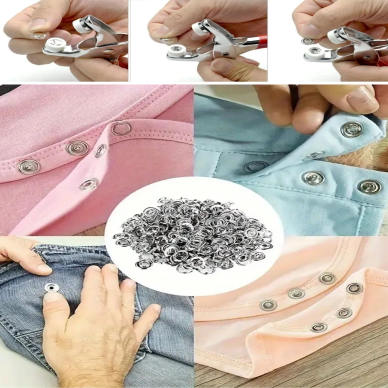 200 Adet Paslanmaz Çelik Çıtçıt Ve Pense Seti Metal Çıt Çıt Makinesi