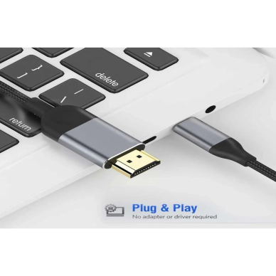 3 Metre 8 Gbps Hız 4k/30 Hz Type C To Hdmı Çevirici Dönüştürücü Tv Telefon Pc Hasır Bağlantı Kablosu