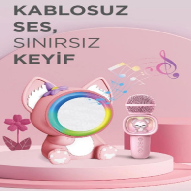Taşınabilir Rgb Işılı Sevimli Figürlü Mikrofonlu Karaoke Bluetooth Hoparlör