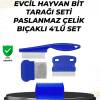 KESGİN MARKET ® 4 Parçalı Evcil Hayvan Tarak Seti – Paslanmaz Çelik Dişli, Ergonomik Saplı