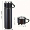 KESGİN MARKET ® Termos Seti 3lü Bardak Seti Isı Dayanıklı Siyah Paslanmaz Çelik Vakumlu