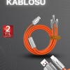 KESGİN MARKET ® 120W Hızlı Şarj Kablosu Turuncu Yüksek Güç Kapasitesi Çoklu Şarj Girişi