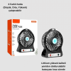 KESGİN MARKET ® Mini USB Fan – Şarj Edilebilir, Işıklı, 3 Kademe, Taşınabilir Masaüstü Vantilatör