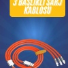 KESGİN MARKET ® 120W Silikon Metal Uçlu LED Işıklı 3 In1 Şarj Kablosu 1.2m