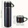 KESGİN MARKET ® Termos Seti 3lü Bardak Seti Isı Dayanıklı Siyah Paslanmaz Çelik Vakumlu
