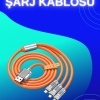 KESGİN MARKET ® 3 İn 1 Süper Hızlı Şarj Kablosu Android ve İOS Uyumlu Silikon Şarj Kablosu