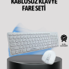KESGİN MARKET ® Beyaz Kablosuz Klavye Fare Seti Kablosuz Fare USB Alıcı PC Uyumlu