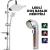 KESGİN MARKET® Rain Duş Robotu Tepe Duş Seti Duş Başlığı Sistemi Ledli Duş Başlık Hediyeli