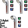 KESGİN MARKET® 3 Adet Tasarruflu Boncuklu Ledli Duş Başlık-pil Veya Elektrik Gerekmez Kinetik Enerjili