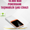 KESGİN MARKET® Powerbank 10000 mAh – Çift USB Çıkışlı, Type-C Girişli, Şık Beyaz Tasarım