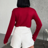 KESGİN MARKET® Rahat Ve Şık Uzun Kollu Bisiklet Yaka Likralı Viskon Penye Body Bordo