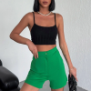 KESGİN MARKET® Tarz Ve Rahatlığı Bir Arada Sunan Yüksek Bel Esnek Likralı Krep Şort Yeşil