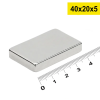 KESGİN MARKET® 50 Adet 40x20x5mm Neodyum Magnet Güçlü N35 Mıknatıs Köşeli Nikel Kaplama
