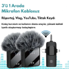 KESGİN MARKET® Yüksek Kalite Profesyonel 3 In 1 Kablosuz Taşınabilir Yaka Mikrofonu Tüylü